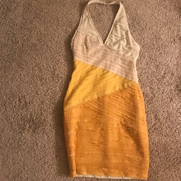 bebe Dresses & Skirts - White and Yellow BEBE Halter Dress